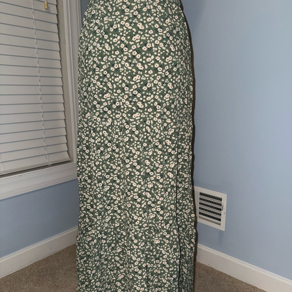 Floral Green Maxi Skirt